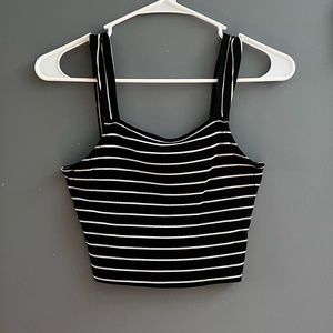 Forever 21 Black and White Striped Crop Top (S)